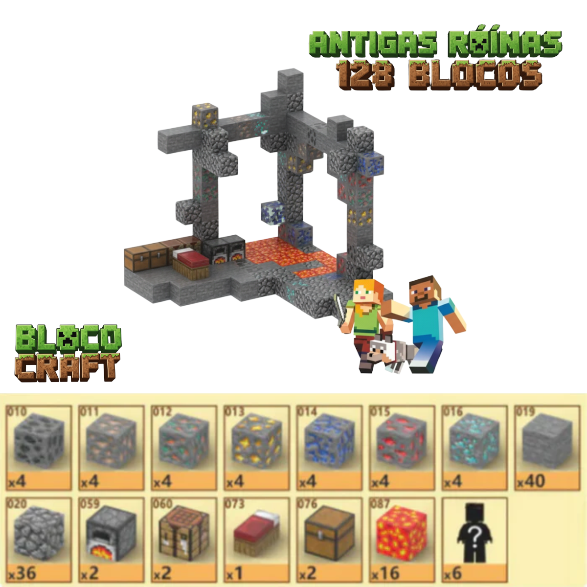 Antigas Ruinas Minecraft® (128 Blocos)