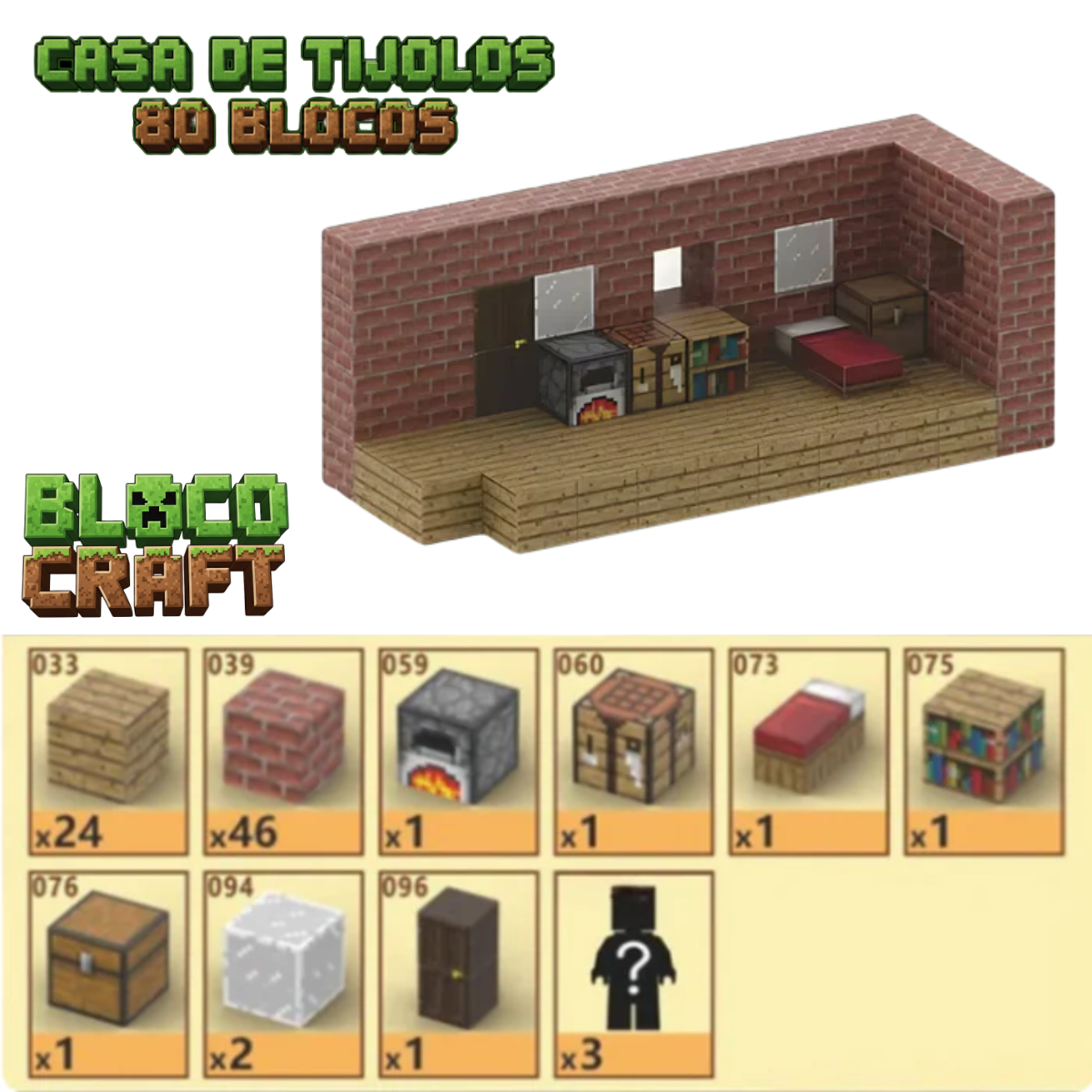 Casa de Tijolos Minecraft® (80 Blocos)