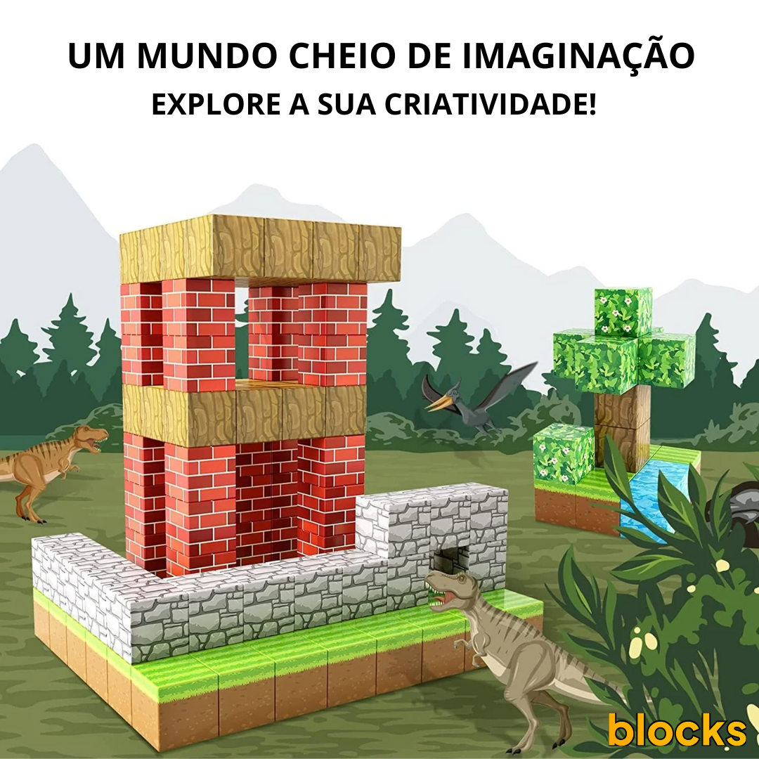Blocks Dia das Crianças Minecraft - 48/64/75 peças (+5 Bonecos BRINDE Hoje)
